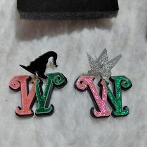 Wicked Pink and Green Initial Earrings